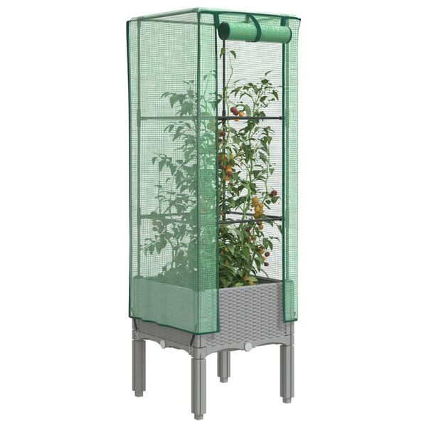 vidaXL Jardini&egrave;re sur&eacute;lev&eacute;e avec housse aspect rotin 40x40x140 cm