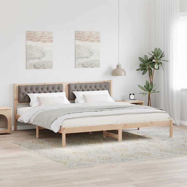 vidaXL Cadre de lit avec t&ecirc;te de lit Taupe 200 x 200 cm Pin massif