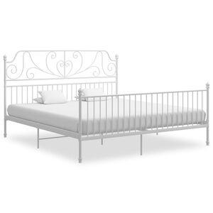 vidaXL Cadre de lit sans matelas blanc m&eacute;tal 200x200 cm