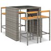 vidaXL Ensemble de bar jardin 5 pcs gris poly rotin/bois massif acacia