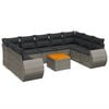 vidaXL Salon de jardin avec coussins 10 pcs gris r&eacute;sine tress&eacute;e