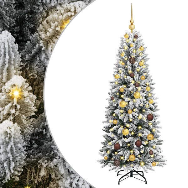vidaXL Sapin de No&euml;l artificiel avec 150 LED avec support Blanc 150 cm