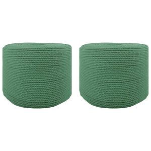 vidaXL Fil de coton 2 pc 2 mm 100 m Vert 100% Coton