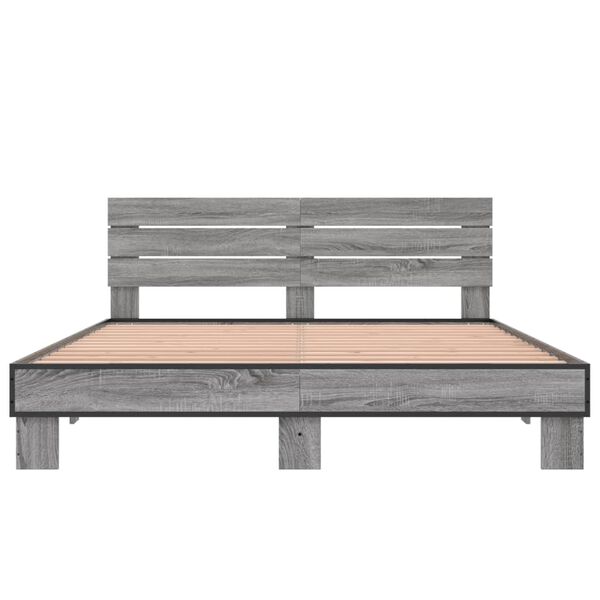 vidaXL Cadre de lit sans matelas sonoma gris 150x200 cm