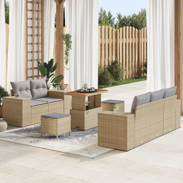 vidaXL Ensemble de canap&eacute; de jardin 8 pcs Beige et Gris clair