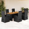 vidaXL Ensemble &agrave; manger de jardin coussins 7 pcs noir r&eacute;sine tress&eacute;e