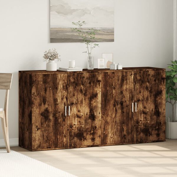 vidaXL Buffets 2 pcs ch&ecirc;ne fum&eacute; 79x38x80 cm bois d'ing&eacute;nierie