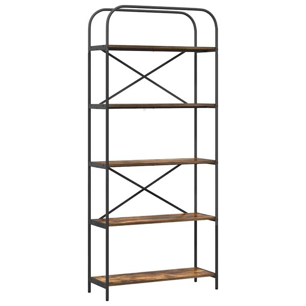 vidaXL &Eacute;tag&egrave;re Ch&ecirc;ne fum&eacute; 80 x 30 x 183 cm Bois d'ing&eacute;nierie