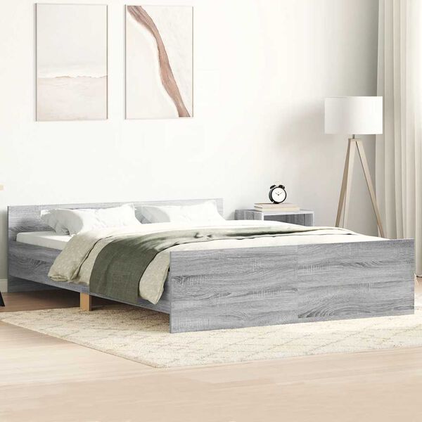 vidaXL Cadre de lit sans matelas sonoma gris 140x190 cm