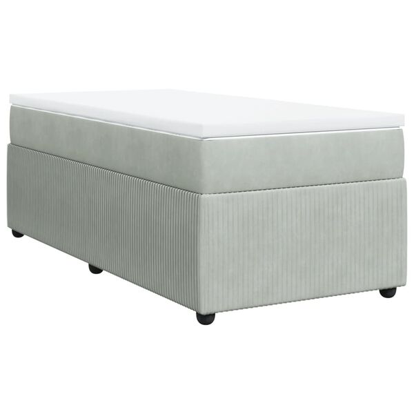 vidaXL Sommier &agrave; lattes de lit et matelas Gris clair 90x200 cm Velours