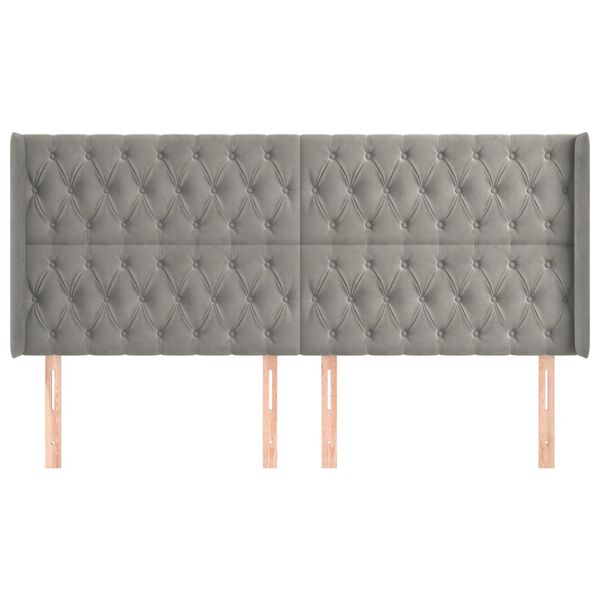 vidaXL T&ecirc;te de lit avec oreilles Gris clair 183x16x118/128 cm Velours