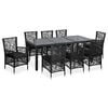 vidaXL Ensemble &agrave; manger d'ext&eacute;rieur 9 pcs R&eacute;sine tress&eacute;e Noir