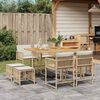 vidaXL Ensemble &agrave; manger de jardin et coussins 9 pcs beige Poly rotin