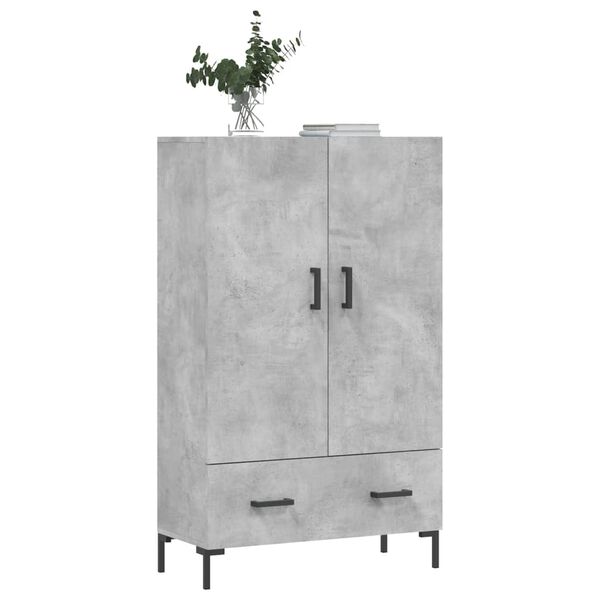 vidaXL Buffet haut gris béton 69,5x31x115 cm bois d'ingénierie
