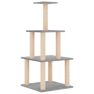 vidaXL Arbre &agrave; chat avec griffoirs en sisal gris clair 111 cm
