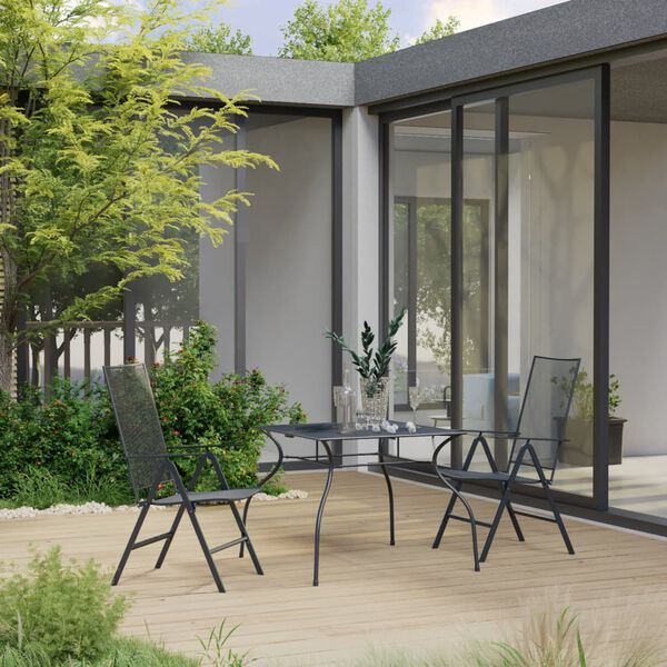 vidaXL Ensemble à manger de jardin 3 pcs Acier Anthracite