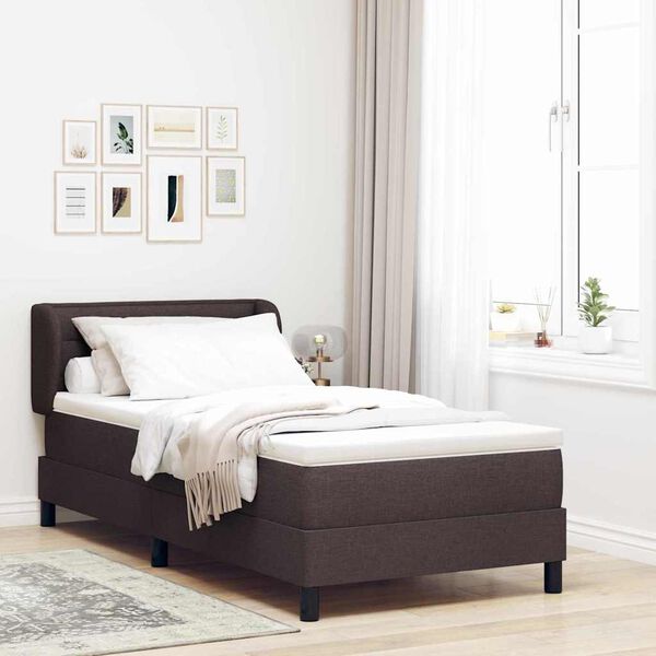 vidaXL Lit &agrave; ressorts avec matelas Marron fonc&eacute; 90 x 190 cm tissu