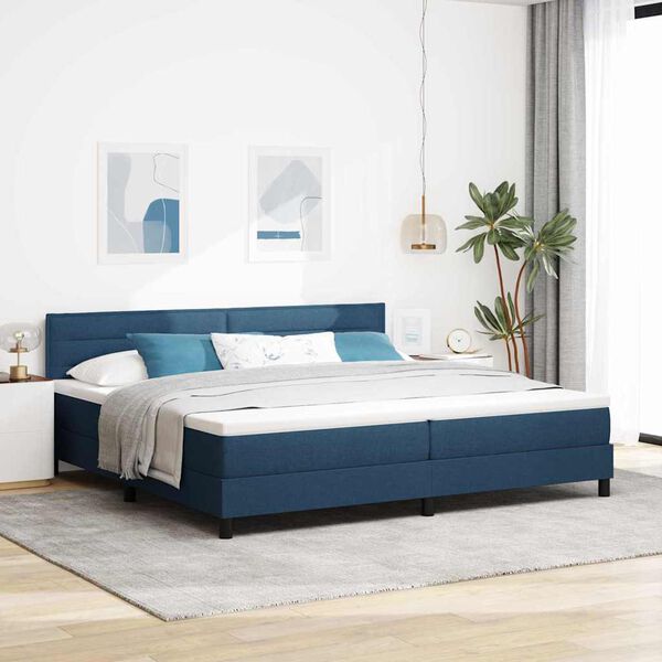 vidaXL Lit à ressorts avec matelas Bleu 200 x 200 cm tissu
