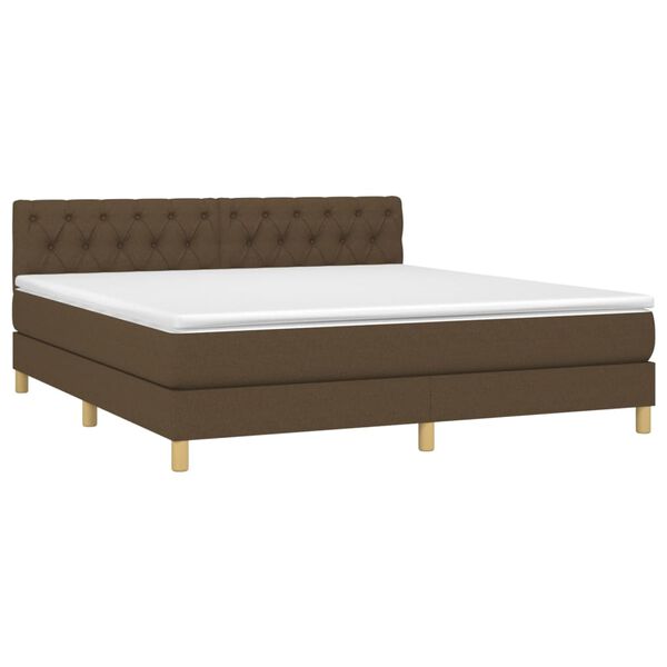 vidaXL Sommier &agrave; lattes de lit matelas et LED Marron fonc&eacute; 160x200 cm