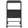 vidaXL Table d'appoint avec roues noir 55x36x63,5 cm bois d'ing&eacute;nierie