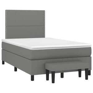 vidaXL Sommier &agrave; lattes de lit avec matelas gris fonc&eacute; 120x190cm tissu