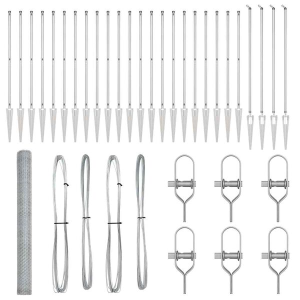 vidaXL Poteau de cl&ocirc;ture. Argent&eacute; 50 x 1,5 m (maillage de 25 mm) Acier