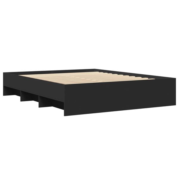 vidaXL Cadre de lit sans matelas noir 150x200 cm bois d'ing&eacute;nierie