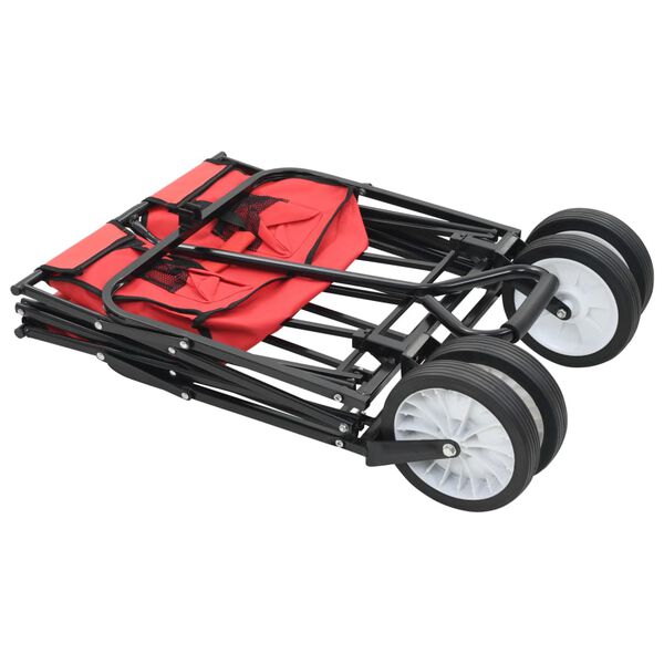 vidaXL Chariot &agrave; main pliable Acier Rouge