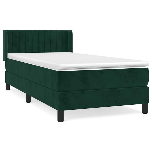 vidaXL Sommier &agrave; lattes de lit avec matelas Vert fonc&eacute; 90x200 cm
