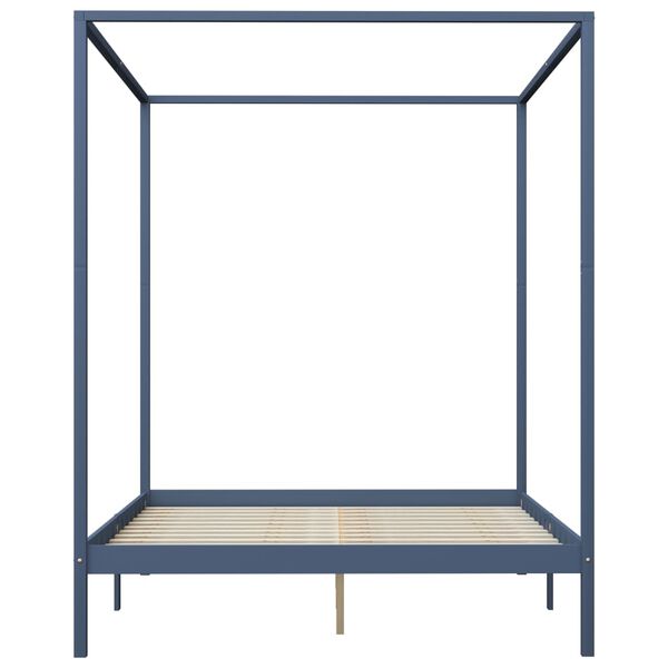 vidaXL Cadre de lit &agrave; baldaquin et 4 tiroirs Gris Pin massif 160x200cm