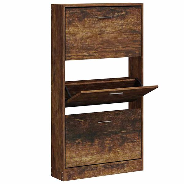 vidaXL Armoire &agrave; chaussures Ch&ecirc;ne fum&eacute; 59x17x108 cm Bois d'ing&eacute;nierie