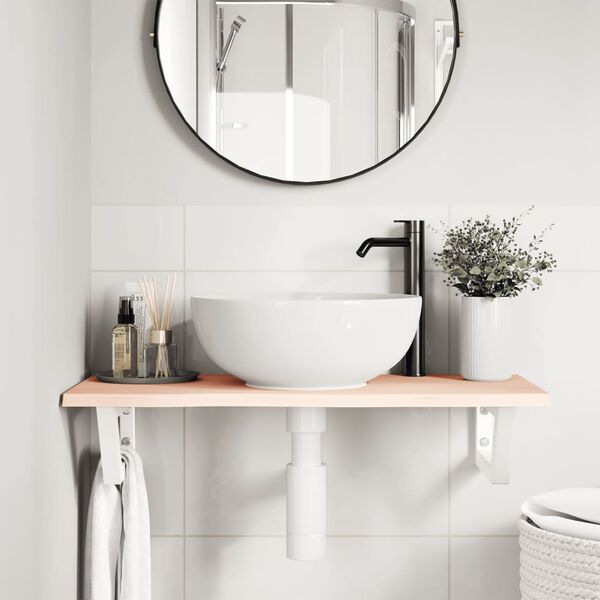 vidaXL &Eacute;tag&egrave;re de vasque murale acier et bois de ch&ecirc;ne massif