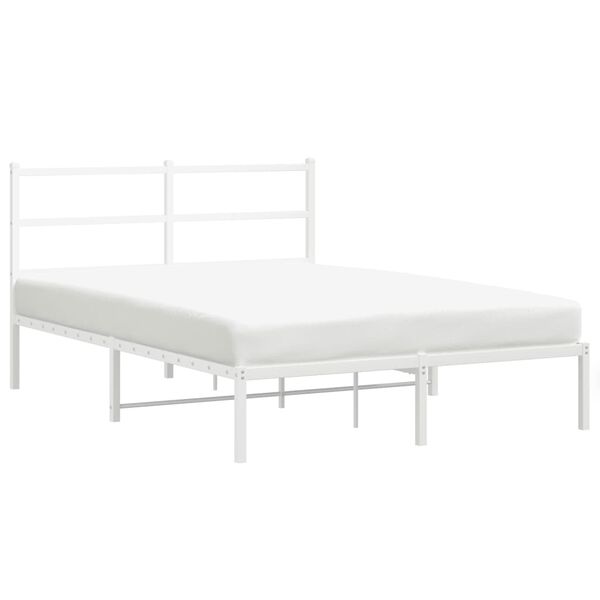 vidaXL Cadre de lit m&eacute;tal sans matelas et t&ecirc;te de lit blanc 140x200 cm