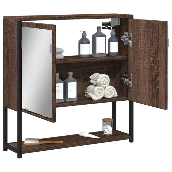 vidaXL Armoire à miroir de salle de bain chêne marron bois ingénierie
