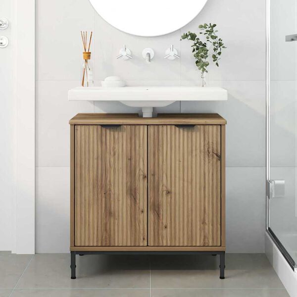 vidaXL Meuble de Lavabo de Salle de Bain avec stockage Chêne artisanal