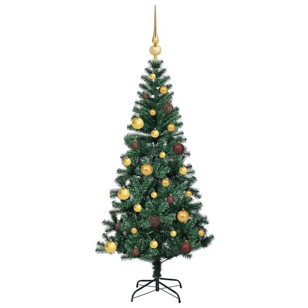 vidaXL Sapin de No&euml;l artificiel pr&eacute;-&eacute;clair&eacute; Vert 150 cm PVC et m&eacute;tal