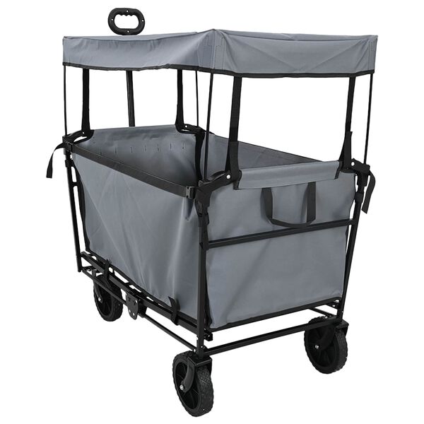 vidaXL Chariot &agrave; Main Pliable Gris 105 x 56,5 x 116 cm Tissu Oxford