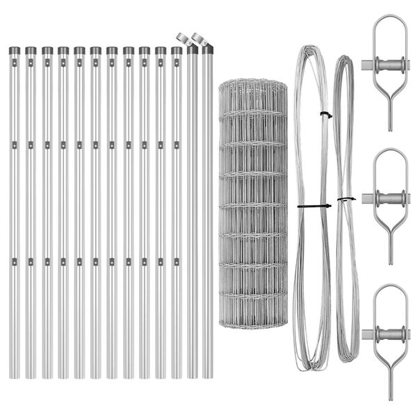 vidaXL Cl&ocirc;ture avec poteau Argent&eacute; 0,6 x 25 m Acier et PVC