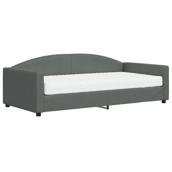 vidaXL Lit de jour avec matelas gris fonc&eacute; 100x200 cm tissu