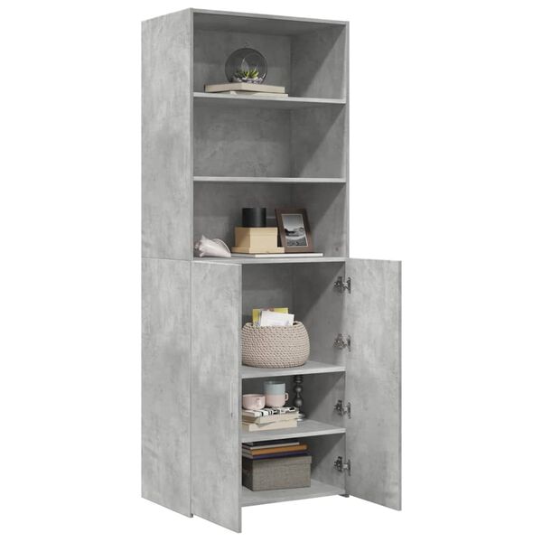vidaXL Buffet haut gris b&eacute;ton 70x42,5x185 cm bois d'ing&eacute;nierie