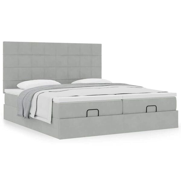 VidaXL Cadre de lit ottoman et matelas gris clair 160x200cm velours