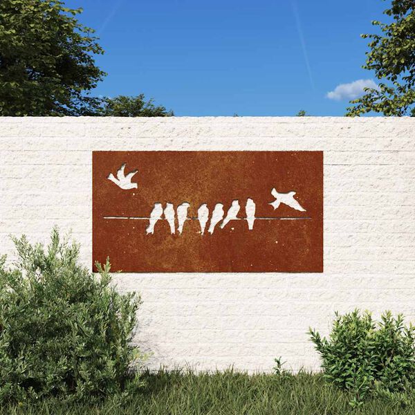 vidaXL D&eacute;coration murale jardin 105x55 cm acier corten design d'oiseau
