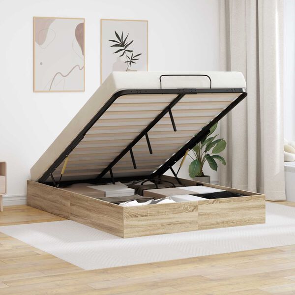 vidaXL Cadre de lit ottoman Ch&ecirc;ne Sonoma 193 x 120 x 25 cm