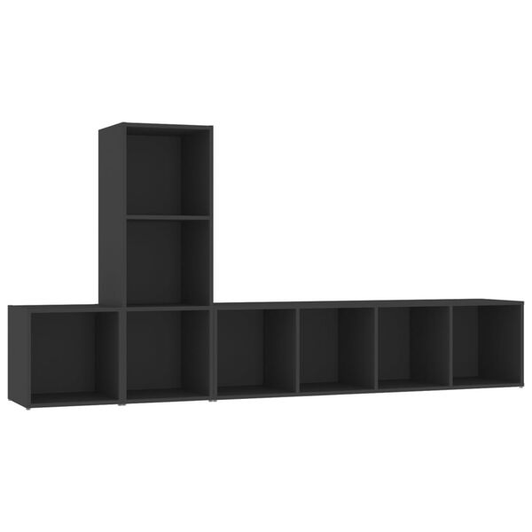 vidaXL Ensemble de meubles TV 3 pcs Noir Bois d'ing&eacute;nierie