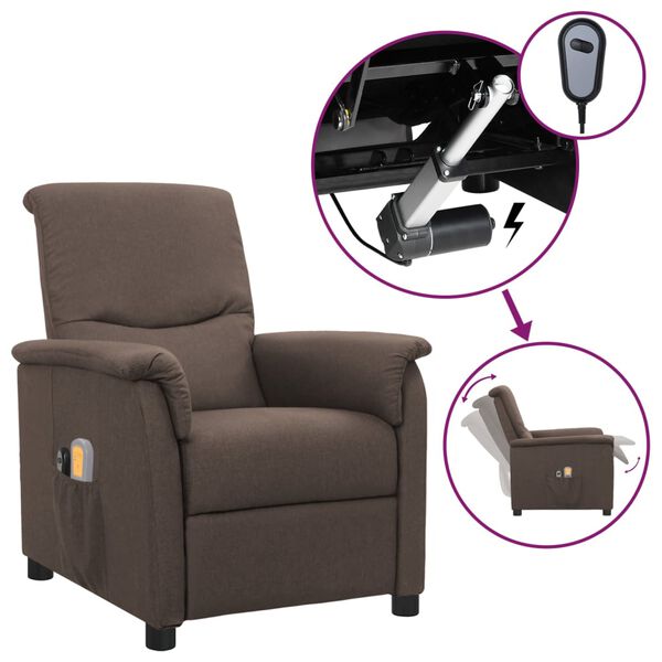 vidaXL Fauteuil &eacute;lectrique de massage Taupe Tissu