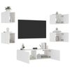 vidaXL Meuble TV muraux 5 pcs avec lumi&egrave;res LED blanc