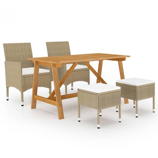 vidaXL Ensemble à manger de jardin 5 pcs Beige