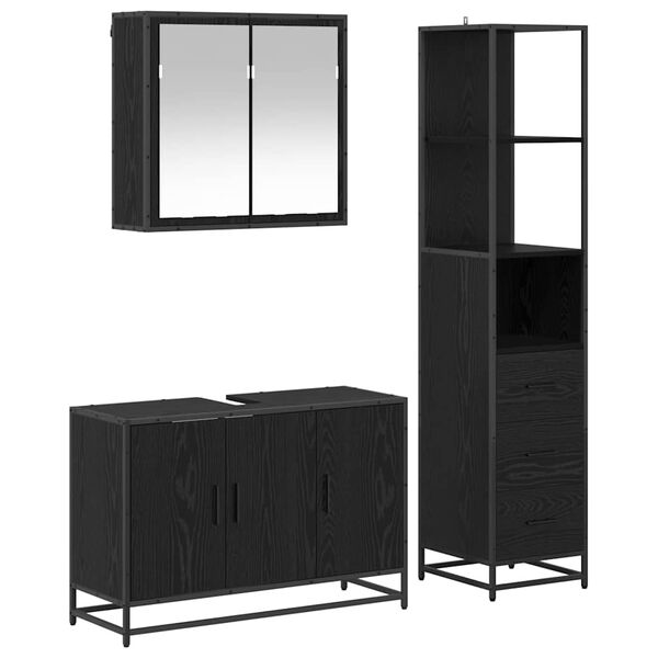 vidaXL Ensemble de mobilier de salle de bain 3 pcs Ch&ecirc;ne noir
