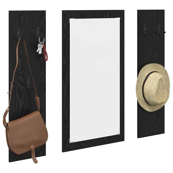 vidaXL Porte-manteau mural Montage mural Ch&ecirc;ne noir 96 x 1,5 x 90 cm