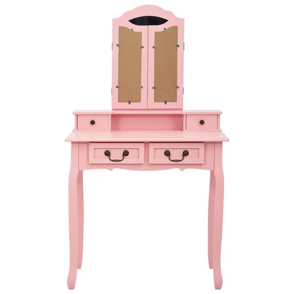 vidaXL Ensemble de coiffeuse avec tabouret Rose 80x69x141 cm Paulownia